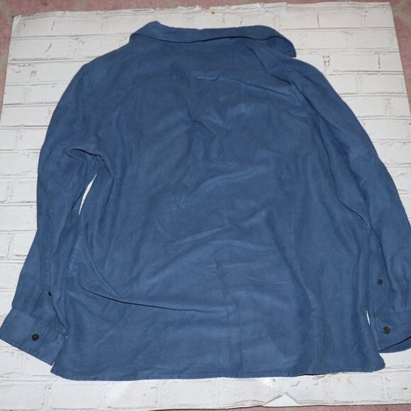 Men's Blue Microsuede long sleeve button-down shirt by Basic Edition Size XL - Picture 2 of 4